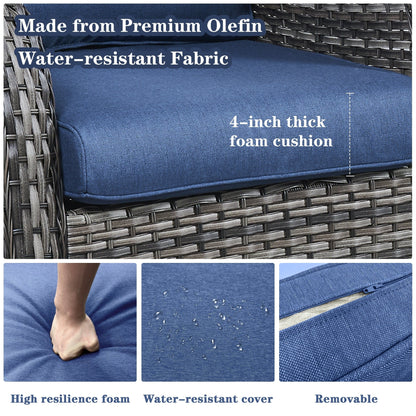 Chaises longues à bascule d'extérieur en osier Gymojoy avec base pivotante (lot de 2)