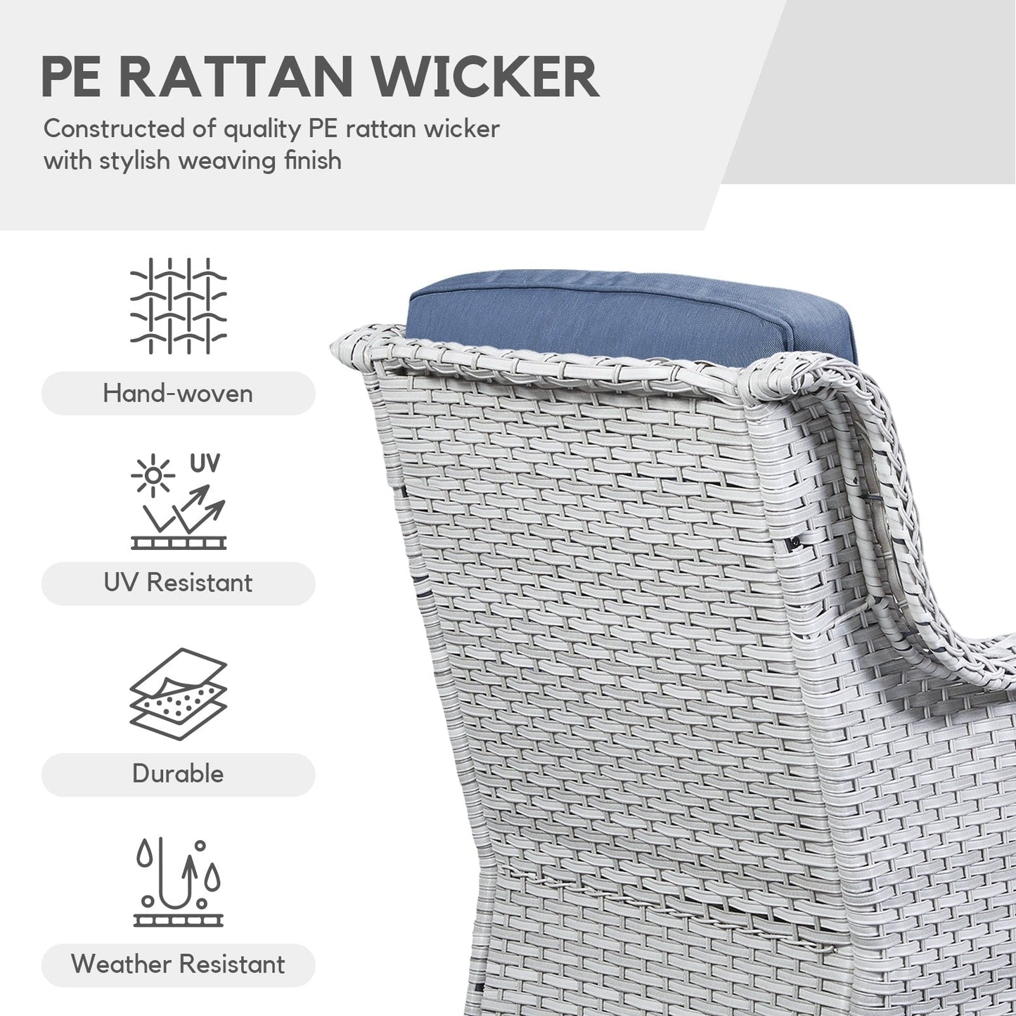 Chaises longues à bascule d'extérieur en osier Gymojoy avec base pivotante (lot de 2)