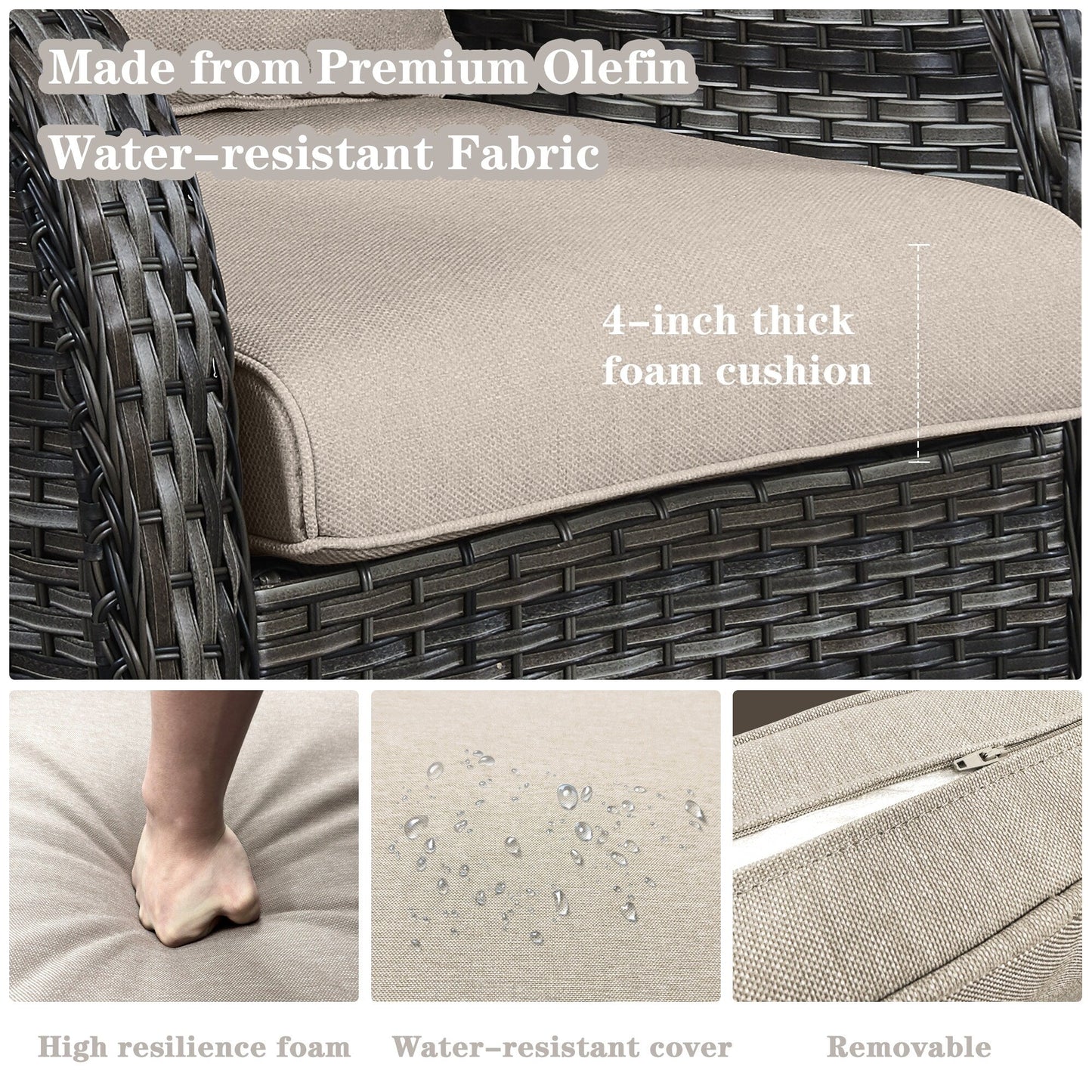 Chaises longues à bascule d'extérieur en osier Gymojoy avec base pivotante (lot de 2)