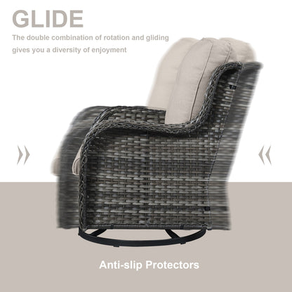 Chaises longues à bascule d'extérieur en osier Gymojoy avec base pivotante (lot de 2)