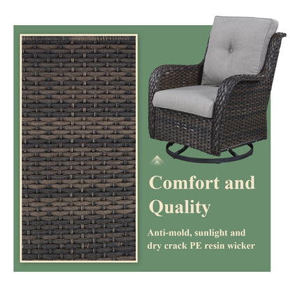 Chaises longues à bascule d'extérieur en osier Gymojoy avec base pivotante (lot de 2)