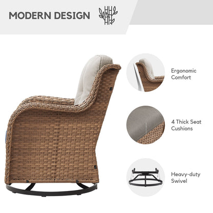 Chaises longues à bascule d'extérieur en osier Gymojoy avec base pivotante (lot de 2)