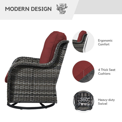 Chaises longues à bascule d'extérieur en osier Gymojoy avec base pivotante (lot de 2)