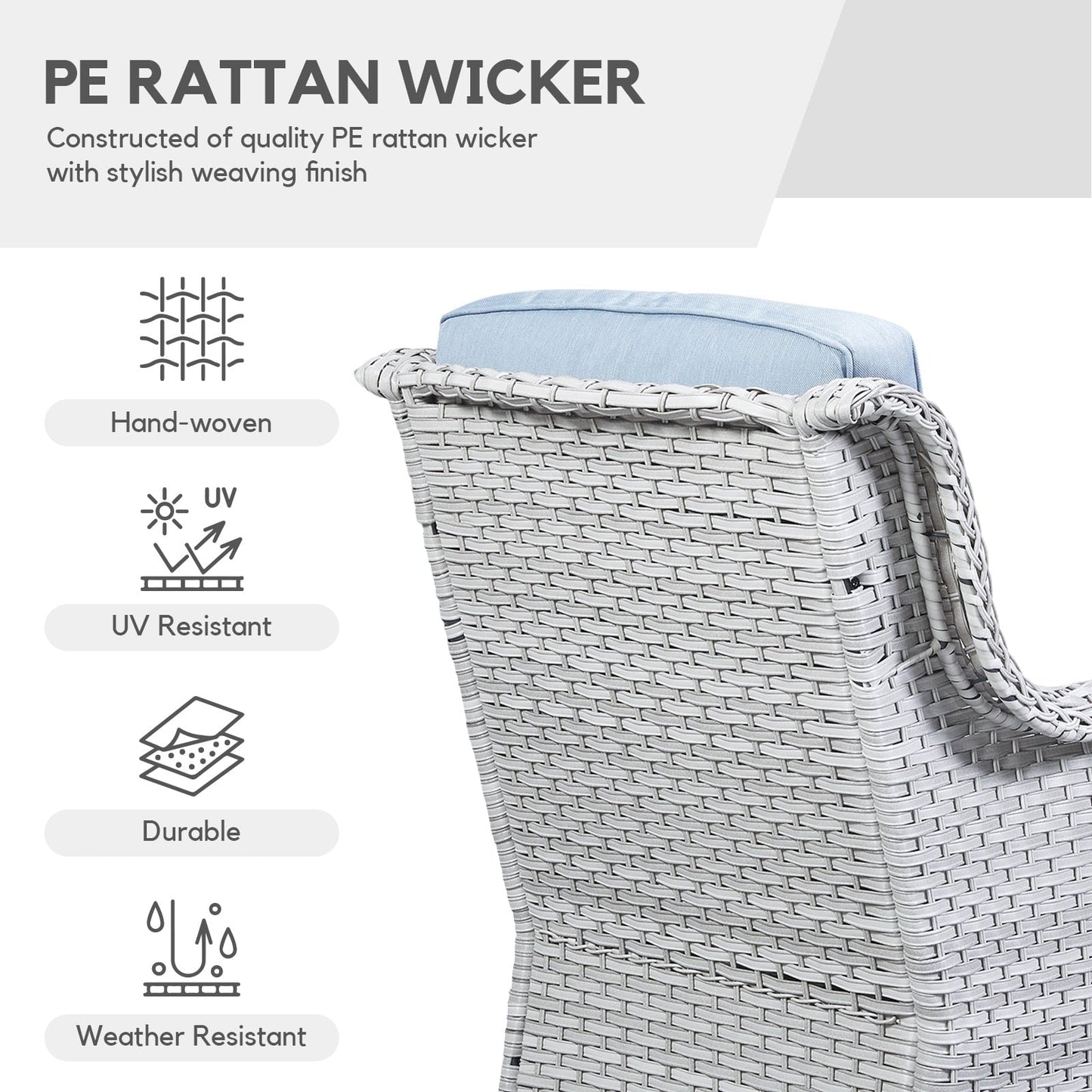 Chaises longues à bascule d'extérieur en osier Gymojoy avec base pivotante (lot de 2)