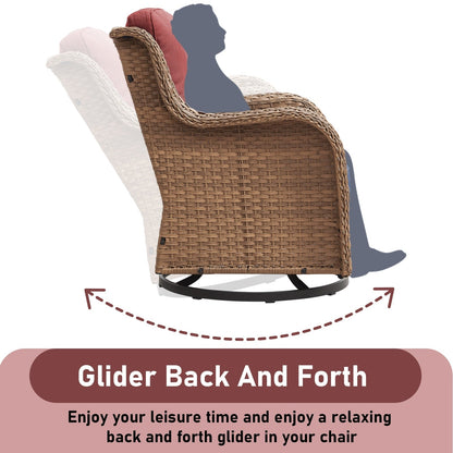 Chaises longues à bascule d'extérieur en osier Gymojoy avec base pivotante (lot de 2)