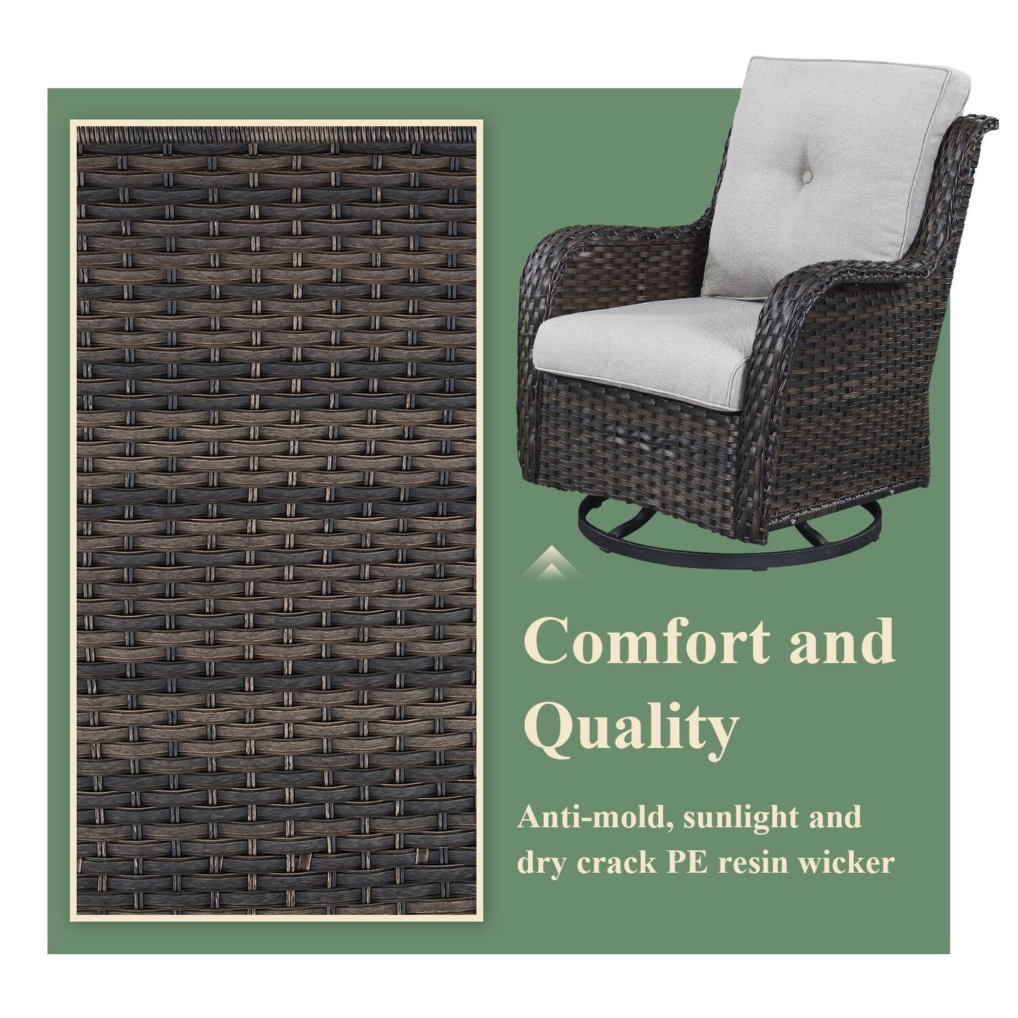 Chaises longues à bascule d'extérieur en osier Gymojoy avec base pivotante (lot de 2)