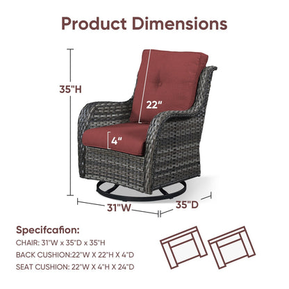 Chaises longues à bascule d'extérieur en osier Gymojoy avec base pivotante (lot de 2)