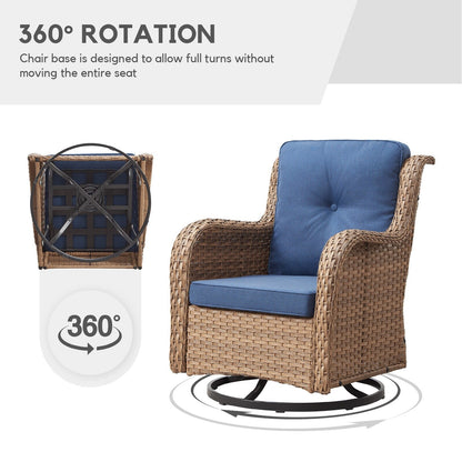 Chaises longues à bascule d'extérieur en osier Gymojoy avec base pivotante (lot de 2)