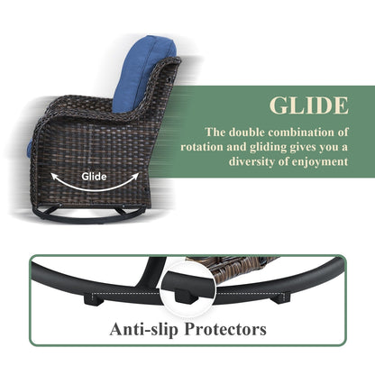 Chaises longues à bascule d'extérieur en osier Gymojoy avec base pivotante (lot de 2)