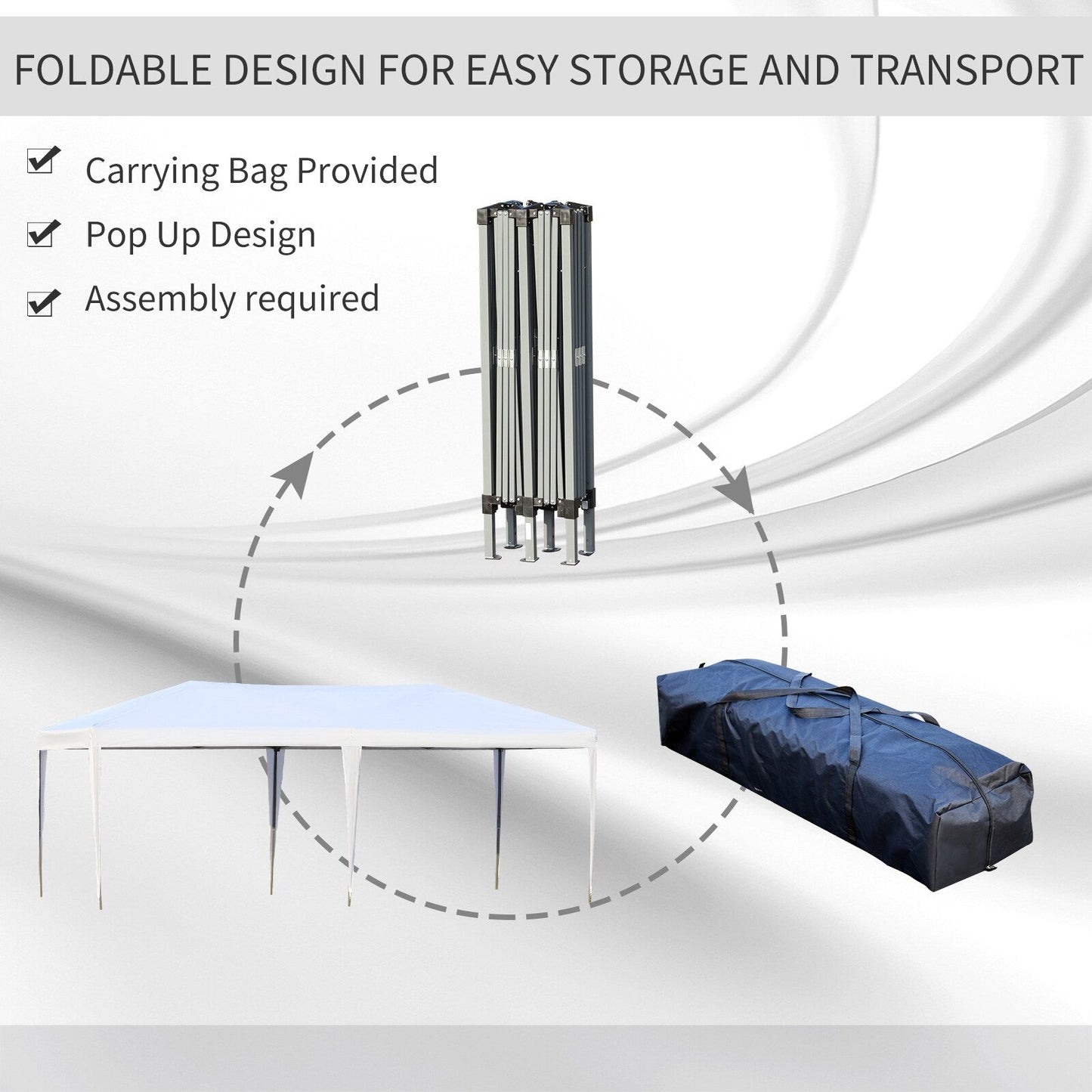 Auvent pop-up robuste Outsunny avec cadre robuste, toit anti-UV et sac de transport pour terrasse, jardin, plage et arrière-cour