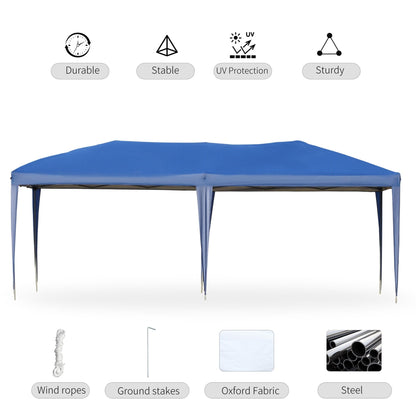 Auvent pop-up robuste Outsunny avec cadre robuste, toit anti-UV et sac de transport pour terrasse, jardin, plage et arrière-cour