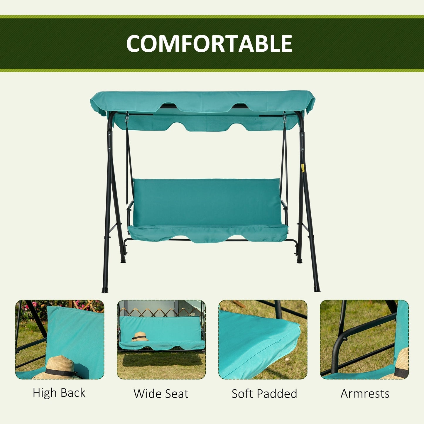 Balançoire de porche Outsunny pour 3 personnes