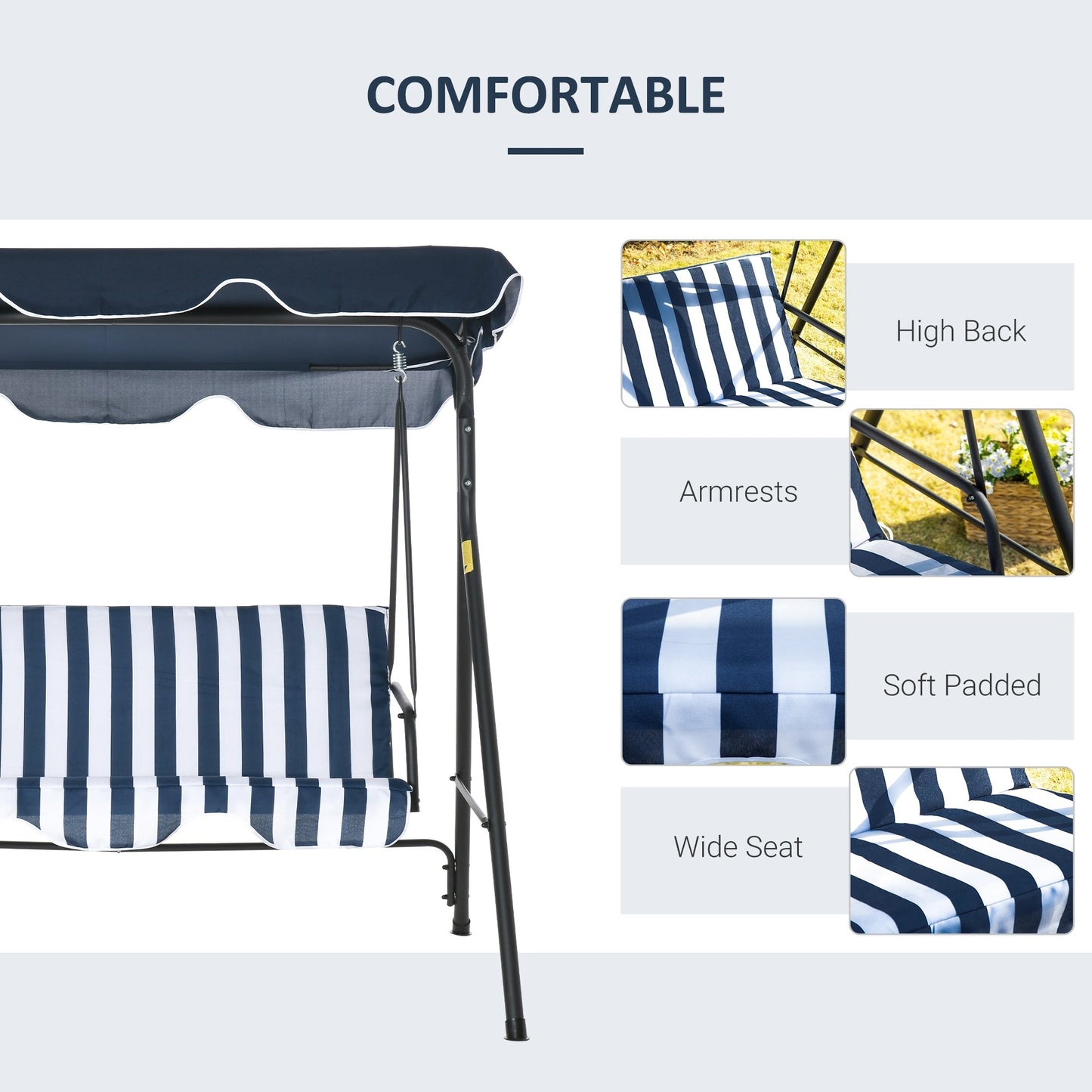 Balançoire de porche Outsunny pour 3 personnes