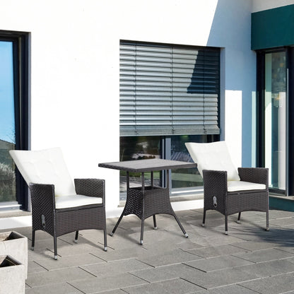 Ensemble de canapés 3 pièces Outsunny pour patio en rotin synthétique, chaises inclinables d'extérieur, table basse avec plateau en plastique grain de bois