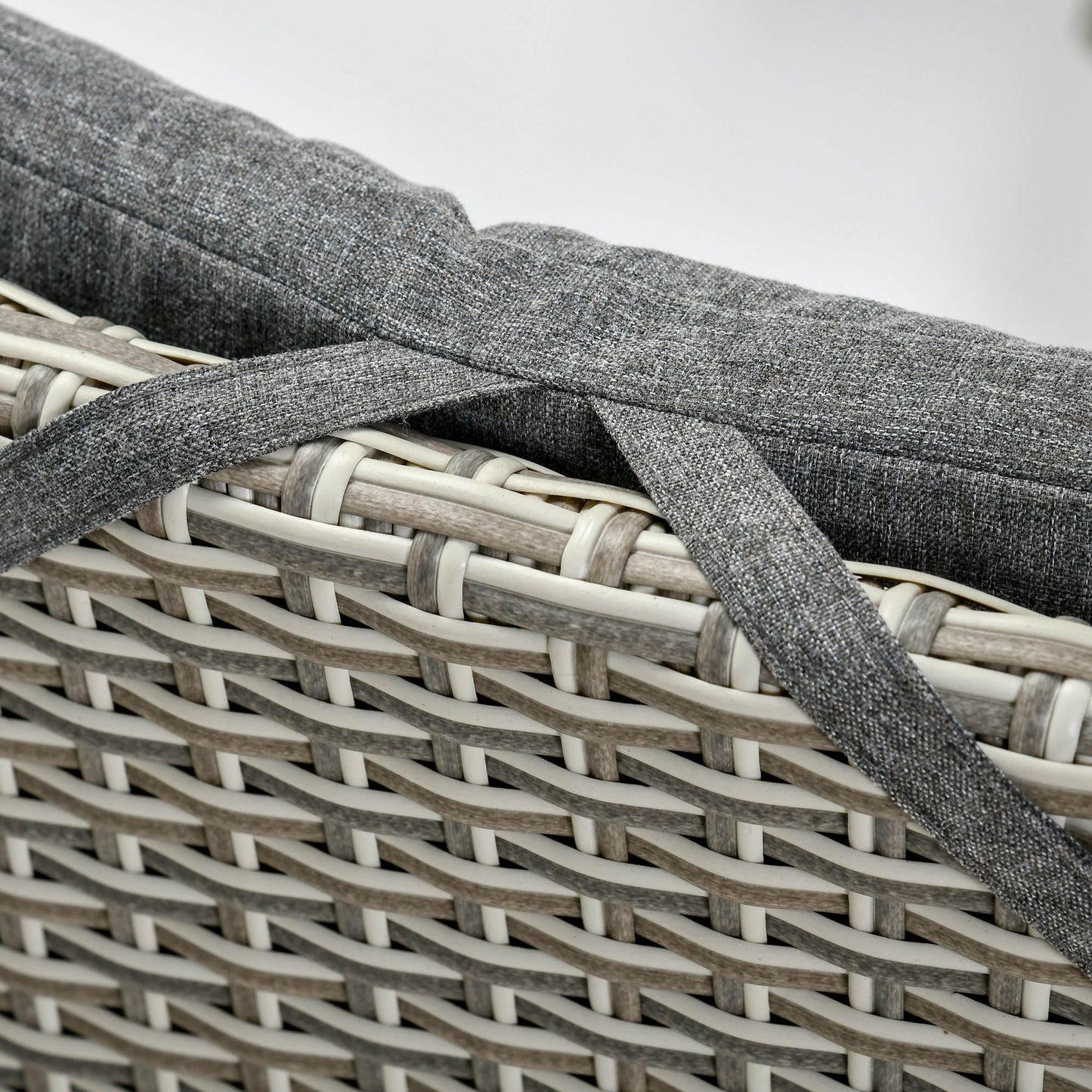 Ensemble de canapés 3 pièces Outsunny pour patio en rotin synthétique, chaises inclinables d'extérieur, table basse avec plateau en plastique grain de bois