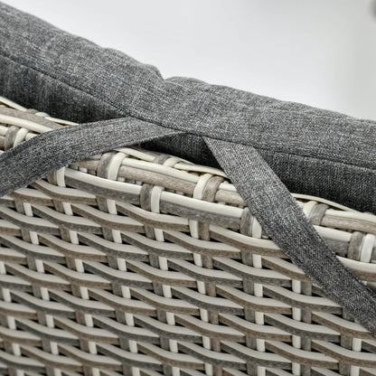 Ensemble de canapés 3 pièces Outsunny pour patio en rotin synthétique, chaises inclinables d'extérieur, table basse avec plateau en plastique grain de bois