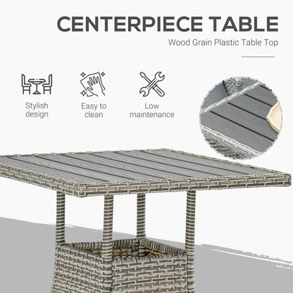 Ensemble de canapés 3 pièces Outsunny pour patio en rotin synthétique, chaises inclinables d'extérieur, table basse avec plateau en plastique grain de bois