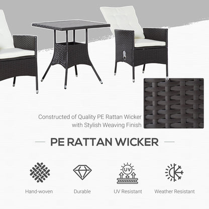 Ensemble de canapés 3 pièces Outsunny pour patio en rotin synthétique, chaises inclinables d'extérieur, table basse avec plateau en plastique grain de bois