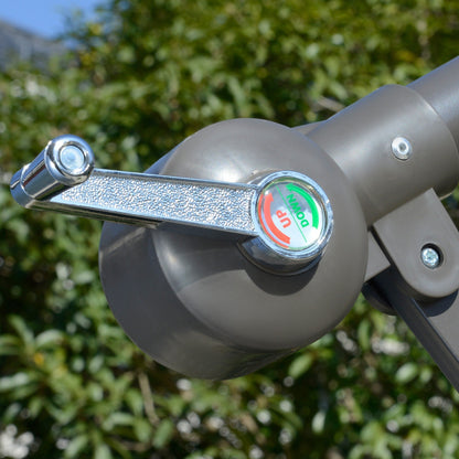 Parasol déporté Outsunny 9' à 2 niveaux avec manivelle, base croisée et 8 baleines, parasol de jardin excentré