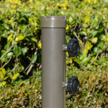 Parasol déporté Outsunny 9' à 2 niveaux avec manivelle, base croisée et 8 baleines, parasol de jardin excentré