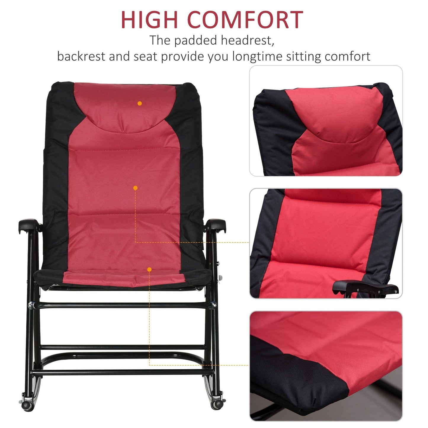 Ensemble de chaises à bascule pliantes Outsunny avec siège et dossier rembourrés et oreiller