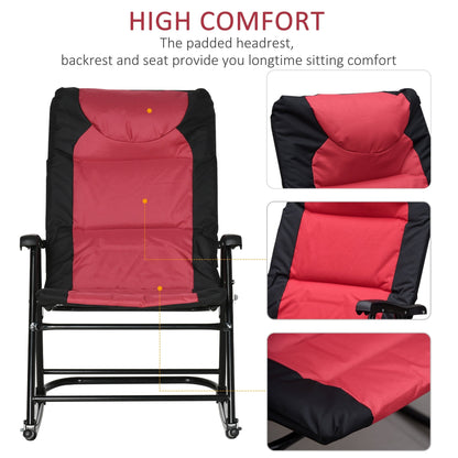Ensemble de chaises à bascule pliantes Outsunny avec siège et dossier rembourrés et oreiller