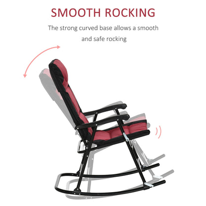 Ensemble de chaises à bascule pliantes Outsunny avec siège et dossier rembourrés et oreiller