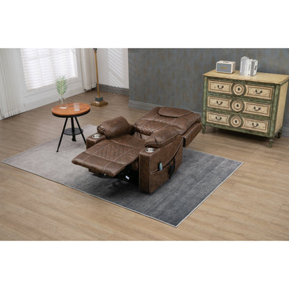 Fauteuil inclinable électrique surdimensionné en cuir PU avec fonction massage, chauffage lombaire, porte-gobelet et inclinaison à 180°