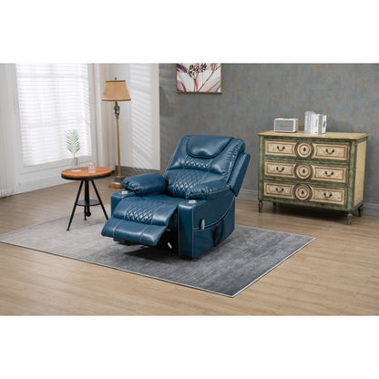 Fauteuil inclinable électrique surdimensionné en cuir PU avec fonction massage, chauffage lombaire, porte-gobelet et inclinaison à 180°