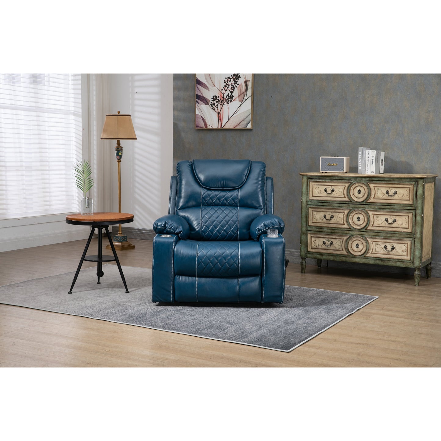 Fauteuil inclinable électrique surdimensionné en cuir PU avec fonction massage, chauffage lombaire, porte-gobelet et inclinaison à 180°