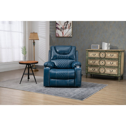 Fauteuil inclinable électrique surdimensionné en cuir PU avec fonction massage, chauffage lombaire, porte-gobelet et inclinaison à 180°