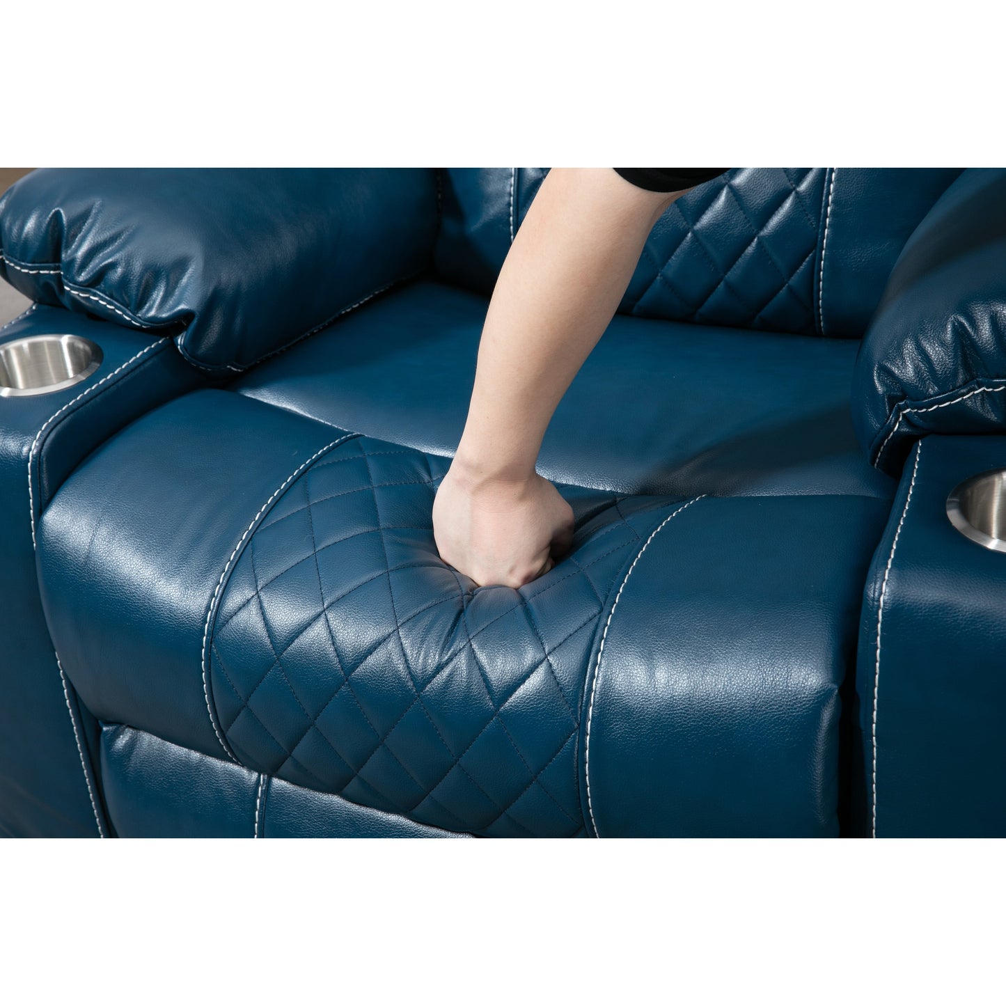 Fauteuil inclinable électrique surdimensionné en cuir PU avec fonction massage, chauffage lombaire, porte-gobelet et inclinaison à 180°
