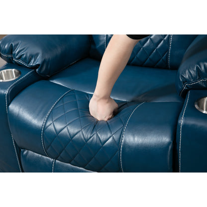 Fauteuil inclinable électrique surdimensionné en cuir PU avec fonction massage, chauffage lombaire, porte-gobelet et inclinaison à 180°
