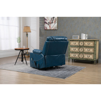 Fauteuil inclinable électrique surdimensionné en cuir PU avec fonction massage, chauffage lombaire, porte-gobelet et inclinaison à 180°