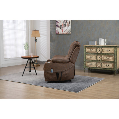 Fauteuil inclinable électrique surdimensionné en cuir PU avec fonction massage, chauffage lombaire, porte-gobelet et inclinaison à 180°