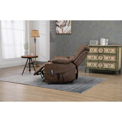 Fauteuil inclinable électrique surdimensionné en cuir PU avec fonction massage, chauffage lombaire, porte-gobelet et inclinaison à 180°