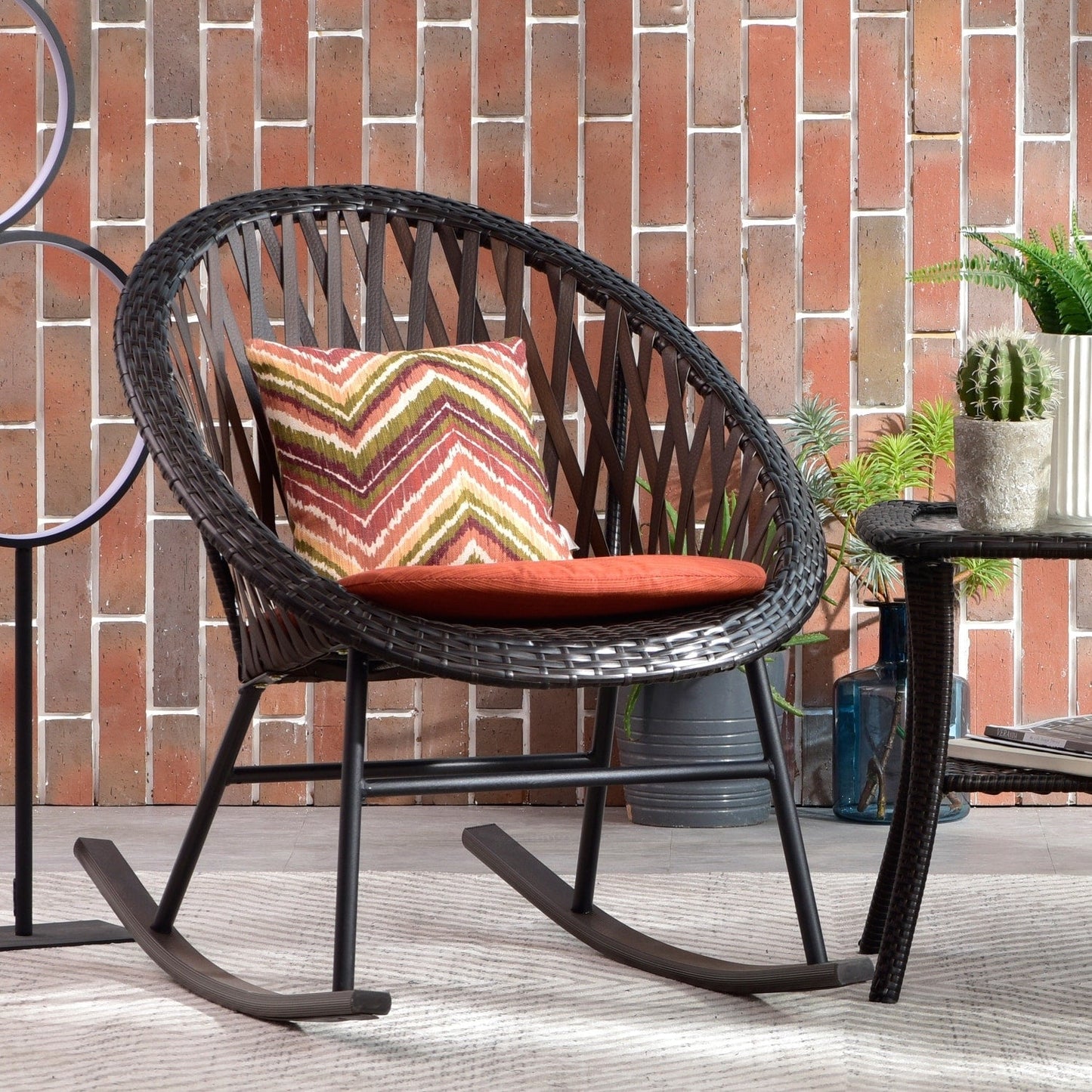 Ensemble bistrot OVIOS 3 pièces avec chaises à bascule et table basse en verre