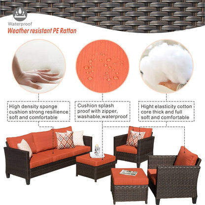 Ensemble de 5 sièges de jardin en osier à dossier haut OVIOS