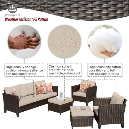 Ensemble de 5 sièges de jardin en osier à dossier haut OVIOS