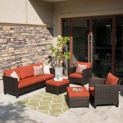 Ensemble de 5 sièges de jardin en osier à dossier haut OVIOS