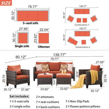 Ensemble de 5 sièges de jardin en osier à dossier haut OVIOS
