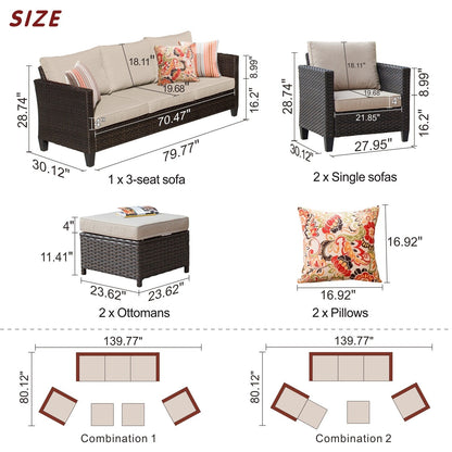 Ensemble de 5 sièges de jardin en osier à dossier haut OVIOS