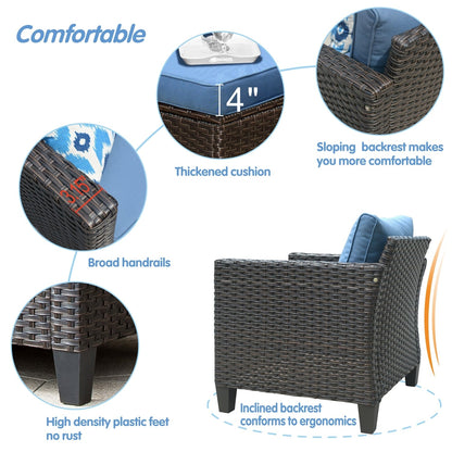 Ensemble de 5 sièges de jardin en osier à dossier haut OVIOS