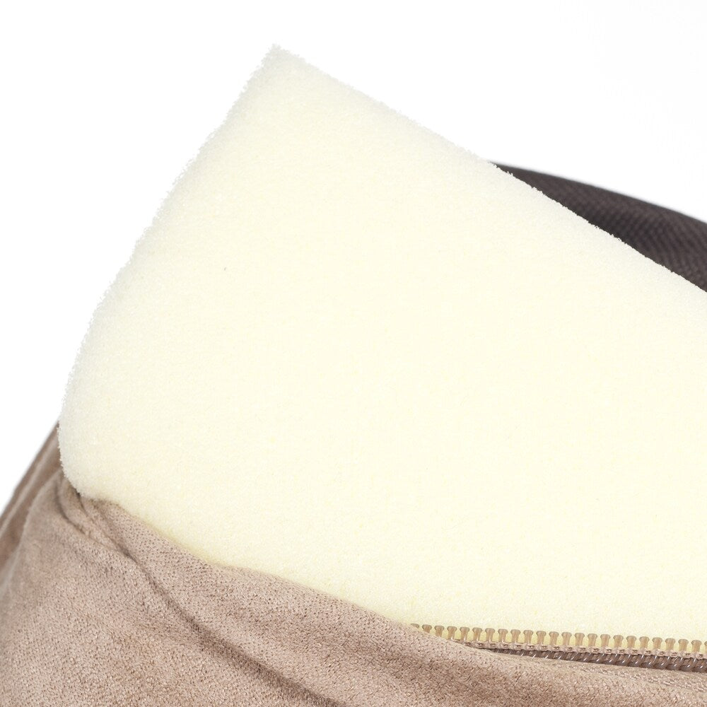 Coussin pour animaux de compagnie beige/noir - Canapé orthopédique 3 couches pour chien avec gel rafraîchissant, mousse à mémoire de forme et coussin cervical