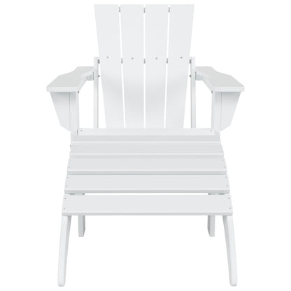 Chaise Adirondack pliable Polytrends Laguna en PEHD pour terrasse extérieure toutes saisons avec pouf (ensemble 2 pièces)