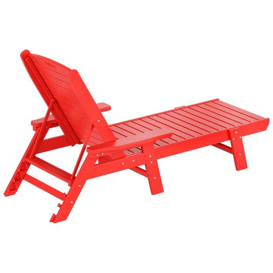 Chaises longues inclinables Polytrends Laguna en PEHD, toutes saisons, pour terrasse et piscine, avec table d'appoint carrée (ensemble de 3 pièces)