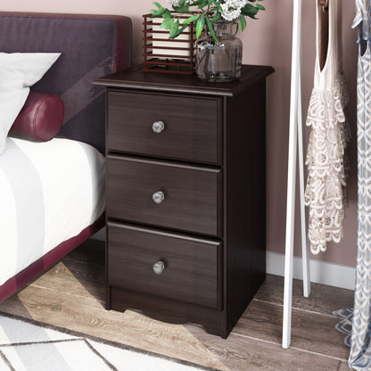 Table de chevet 3 tiroirs 100 % bois massif avec boutons en métal ou en bois de Palace Imports