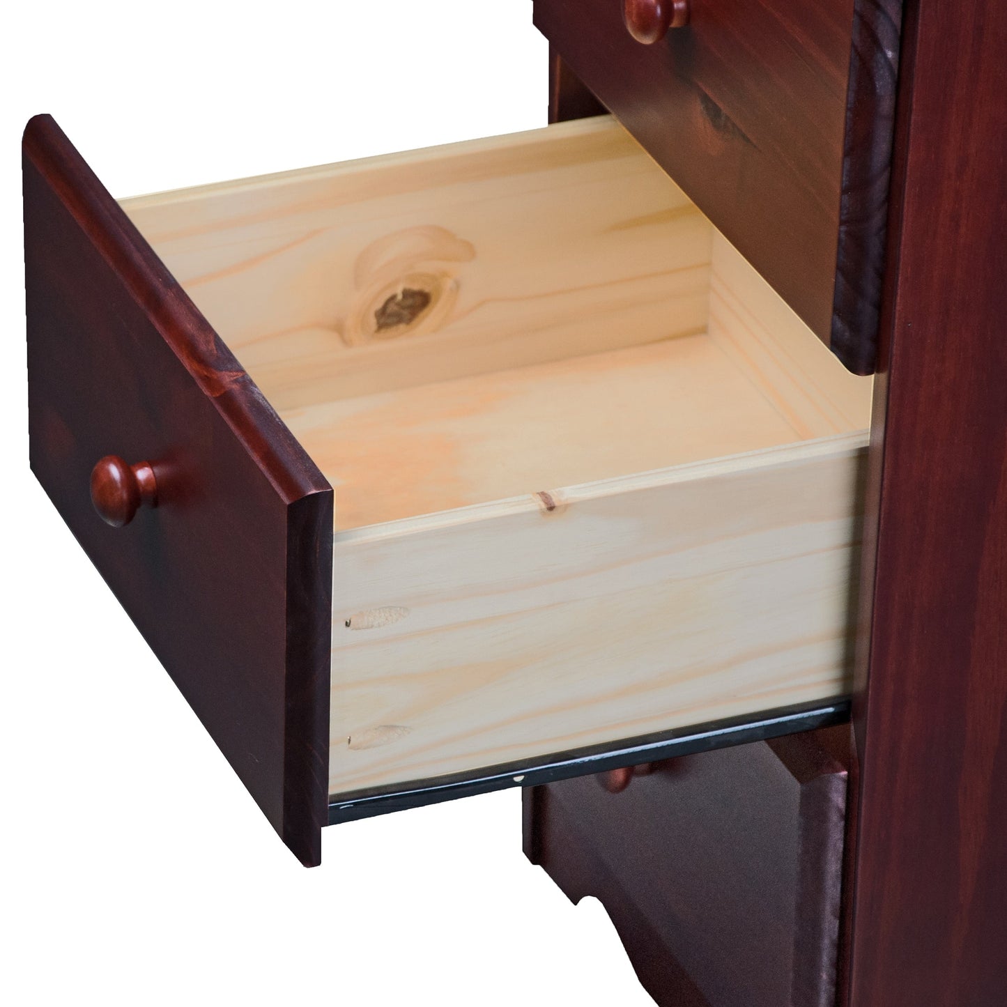 Table de chevet 3 tiroirs 100 % bois massif avec boutons en métal ou en bois de Palace Imports