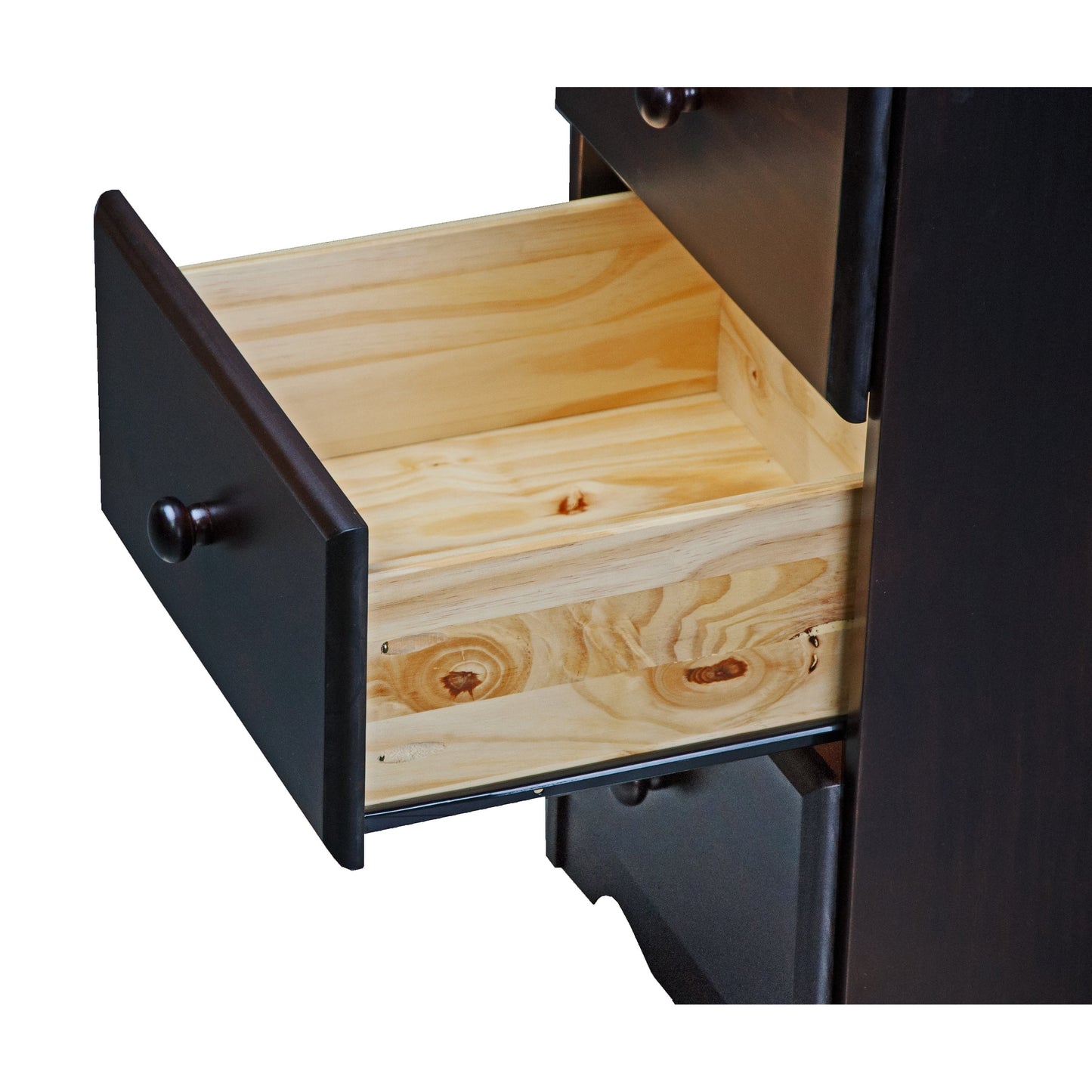 Table de chevet 3 tiroirs 100 % bois massif avec boutons en métal ou en bois de Palace Imports