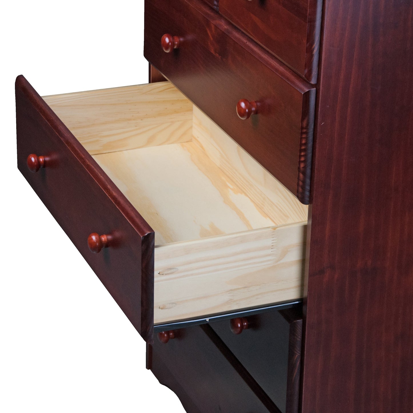 Commode 5 tiroirs 100 % bois massif avec boutons en métal ou en bois de Palace Imports